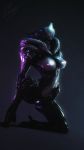  2018 3d_(artwork) absurd_res alien breasts clitoris digital_media_(artwork) female front_view glowing glowing_nipples glowing_pussy hi_res lamoz571 nipples pussy saryn_(warframe) signature solo video_games warframe 