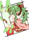  1girl cape chiki closed_mouth dragon fire_emblem fire_emblem:_kakusei from_side gloves green_eyes green_hair long_hair mamkute nintendo pointy_ears ponytail red_gloves shunrai smile tiara 