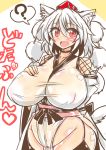  animal_humanoid armwear big_breasts breasts canid canid_humanoid canine canine_humanoid clothed clothing detached_sleeves female hair hat hi_res huge_breasts humanoid inner_ear_fluff japanese_clothing mammal momiji_inubashiri nipple_outline open_mouth red_eyes rindou_(p41neko) short_hair skimpy solo teeth tokin_hat touhou video_games white_hair wolf_humanoid 