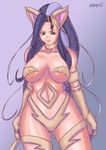  animal_ears blue_hair breasts capcom cat_ears catgirl darkstalkers felicia felicia_(darkstalkers) female gradient gradient_background hips large_breasts long_hair nipples papepox2 solo vampire_(game) video_games wide_hips 