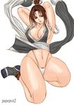  breasts fatal_fury female full_body king_of_fighters large_breasts mai_shiranui panties papepox2 ponytail shiranui_mai snk solo underwear white_background 