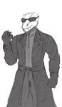  albert_wesker alien alternate_species capcom clothing creep_(goosebumps) crossover eyewear gloves goosebumps lizard male reptile resident_evil scales scalie sketch smile smirk sunglasses theserg trenchcoat video_games 