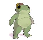  amphibian anthro buried_penis felynart fez frog hat male micropenis navel newspaper nipples nude overweight penis simple_background small_penis solo standing starbound video_games 