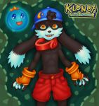  anthro blue_eyes chokodonkey claws clothing collar crown cub domestic_cat felid feline felis fingerless_gloves fur gloves hat hovering huepow hybrid klonoa klonoa_(series) lagomorph male mammal open_mouth orb rabbit shorts spirit standing text video_games yellow_eyes young 