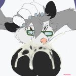  anthro balls big_balls cheek_bulge cum cum_in_mouth cum_inside cum_splatter didelphid domination duo eyewear fellatio glasses hand_on_head hi_res keishinkae male male/male mammal marsupial oral orgasm sex virginia_opossum 