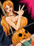  1girl breasts cleavage gmotida huge_breasts large_breasts long_hair nami_(one_piece) one_piece orange_hair smile 