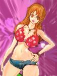  1girl breasts cleavage gmotida huge_breasts large_breasts long_hair nami_(one_piece) one_piece orange_hair smile 