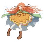  1girl boots cape fire_emblem fire_emblem:_akatsuki_no_megami full_body gonzarez hair_ornament highres long_hair nintendo orange_hair parted_lips red_eyes simple_background solo white_background white_legwear yune 