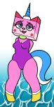  2019 cartoon_network cerealkat clothed clothing domestic_cat felid feline felis fully_clothed hi_res lego mammal one_piece solo swimsuit the_lego_movie unikitty unikitty! water 
