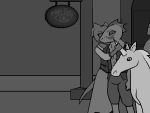  ambiguous_gender animated anthro anthro_on_feral argonian bestiality bethesda_softworks clothed clothing cum cum_in_mouth cum_in_pants cum_inside equid fellatio feral greyscale group group_sex hand_on_head horn hornjob kissing male male/ambiguous mammal monochrome oblivion oral orgasm quill-weave scalie sex the_elder_scrolls unicorn unknown_artist video_games 