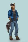  2019 anthro clothed clothing digital_media_(artwork) equid equine hat hooves horse koul male mammal simple_background smile solo standing 