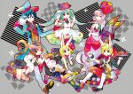  7:24 alice_in_wonderland hatsune_miku japanese_clothes kagamine_len kagamine_rin kaito megurine_luka miko vocaloid 