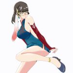  1girl china_dress chinese_clothes dress gauntlets high_heels jizo mask_over_one_eye mian_(kof) short_dress snk snk_heroines:_tag_team_frenzy tagme 