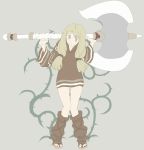  1girl axe blonde_hair blue_eyes commentary_request dress final_fantasy final_fantasy_tactics geomancer_(fft) highres long_hair nraneco simple_background solo twintails 