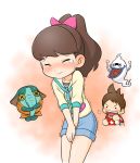  1boy 1girl amano_keita brown_hair child kodama_fumika mochihairi_kinchaku youkai_watch 