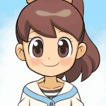  1girl animated brown_eyes brown_hair child kodama_fumika lowres mochihairi_kinchaku youkai_watch 