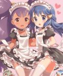  2girls axew big_hair blue_eyes blue_hair blush creatures_(company) dress dress_lift eyebrows_visible_through_hair female game_freak gen_4_pokemon gen_5_pokemon gloves heart hikari_(pokemon) iris_(pokemon) lifted_by_self long_hair looking_at_viewer looking_up maid maid_headdress multiple_girls nintendo open_mouth piplup pokemon pokemon_(anime) pokemon_(game) pokemon_bw pokemon_bw_(anime) pokemon_dppt pokemon_dppt_(anime) porocha puffy_short_sleeves puffy_sleeves purple_hair short_sleeves thighhighs white_gloves white_legwear 