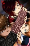  3girls bestiality fellatio female highres multiple_girls nora_valkyrie oral penis ruby_rose rwby suicidetoto 