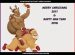  2017 abs anthro antlers armpit_hair balls beard bell biceps bit_gag boots capreoline cervid christmas clothed clothing domination duo facial_hair footwear gag gloves hair hat holidays holly_(plant) horn human human_on_anthro interspecies jockstrap knee_pads male male/male male_domination mammal maxima muscular muscular_male mustache navel nipples pecs plant reindeer riding rudolph saddle santa_claus santa_hat simple_background submissive_male topless underwear white_background white_hair 