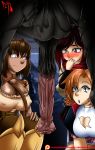  3girls bestiality female highres multiple_girls nora_valkyrie penis ruby_rose rwby suicidetoto 