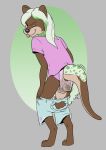  2019 anthro biped black_nose blep clothed clothing diaper digital_media_(artwork) digitigrade eyebrows feces female fur hair hi_res long_hair looking_back lutrine mammal messy_diaper mustelid netto_(uk-brony) one_eye_closed pants_down partially_clothed sagging_diaper scat shirt signature smallcircles soiling solo standing tongue tongue_out wink 