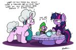  2019 absurd_res bobthedalek clothing cup dialogue dragon english_text equid female feral friendship_is_magic group hair hi_res horn male mammal multicolored_hair my_little_pony robe simple_background spike_(mlp) starlight_glimmer_(mlp) table tea_cup text twilight_sparkle_(mlp) two_tone_hair unicorn winged_unicorn wings 