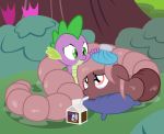  2019 annelida_(oc) badumsquish dragon equid equine fan_character fangs female friendship_is_magic green_eyes hi_res horn horse hybrid icepack mammal my_little_pony pillow pony raricow_(mlp) rarity_(mlp) red_eyes slit_pupils spike_(mlp) tears worm 