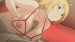  1boy 1girl animated animated_gif areolae blonde_hair breasts censored large_breasts mary_(toshi_densetsu_series) nipples paizuri toshi_densetsu_series 