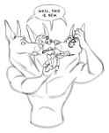  3_heads 3rd_eye anthro canid canine cerberus conjoined dialogue kobi_lacroix line_art male mammal multi_eye multi_head multifur sketch speech_bubble 