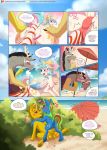  2019 angry animal_genitalia animal_penis anus balls beach blush bulge butt comic dialogue discord_(mlp) english_text equid equine_penis erection falleninthedark fan_character female feral friendship_is_magic hi_res horn male male/female mammal medial_ring my_little_pony parasol penis princess_celestia_(mlp) pussy seaside sex stepandy text towel unicorn 