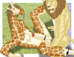  2004 anal anal_penetration drooling felid giraffe giraffid humanoid_penis lion male male/male mammal pantherine penetration penis rimle_mike saliva spread_legs spreading 