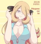  1girl blonde_hair breasts cleavage creatures_(company) game_freak glasses hair_ornament large_breasts long_hair looking_at_viewer nintendo pokemon pokemon_(anime) pokemon_bw_(anime) shirona_(pokemon) smile solo yang_meiling 