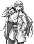  1girl breasts dead_or_alive highres huge_breasts kasumi_(doa) monochrome rur4885 smile solo sunglasses 