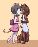  &lt;3 absurd_res ailurid anthro clothed clothing crossdressing cub duo erection eyes_closed girly gylmyr hand_holding hi_res kissing male male/male mammal mouse penis red_panda rodent standing uncut young 