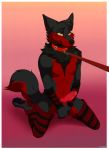  animal_genitalia animal_penis anthro blush canid canine canine_penis canis clothing collar erection fight_(artist) hi_res kneeling knot leash legwear male mammal penis smile solo thigh_highs wolf 