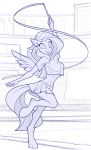  2019 5_fingers anthro breasts clothed clothing digital_media_(artwork) equid equine feathered_wings feathers female hair hi_res mammal midriff miniskirt my_little_pony navel pterippus sketch skirt smile standing wings yakovlev-vad 