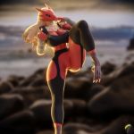  abs anthro arm_wraps bedroom_eyes big_breasts blaziken breasts endless female half-closed_eyes hi_res looking_at_viewer muscular muscular_female nintendo pok&eacute;mon pok&eacute;mon_(species) pussy raised_leg seductive smile solo thick_thighs video_games wide_hips wraps 