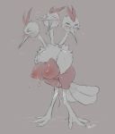  3_heads big_breasts blush breasts dodrio female feral greyscale hi_res huge_breasts looking_at_viewer monochrome multi_head nintendo nipples open_mouth pok&eacute;mon pok&eacute;mon_(species) pussy_juice solo standing sweat sweatdrop thick_thighs video_games yogoat 