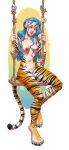  5_fingers animal_humanoid areola blue_hair breasts felid felid_humanoid female hair hi_res humanoid looking_at_viewer mammal navel nipples nude pantherine pantherine_humanoid rayley simple_background sitting smile solo tiger tiger_humanoid 