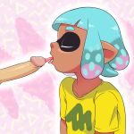  1boy 1girl absurdres aqua_hair bangs blush_stickers cum dark_skin domino_mask ejaculation eyes_closed highres inkling malev mask multicolored_hair nintendo open_mouth penis pink_background pink_hair pointy_ears profile shirt short_hair short_sleeves sidelocks splatoon t-shirt tentacle_hair thick_eyebrows tongue tongue_out two-tone_hair upper_body yellow_shirt 