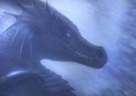  2019 ambiguous_gender blue_eyes blue_theme digital_media_(artwork) dragon dschunai feral scales solo teeth 
