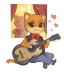  &lt;3 cristalavi domestic_cat felid feline felis female guitar holding_object male mammal musical_instrument sitting window 