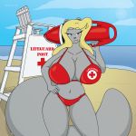 beach bikini clothing female hair hi_res lifeguard mammal rodent satsumalord sciurid seaside solo swimsuit 