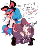  1girl absurdres ahegao animal_ears ass ass_grab blue_hair blush bunny_ears bunny_girl bunnysuit cum cum_in_pussy disembodied_limb disembodied_penis doggystyle fake_animal_ears fishnets from_behind fucked_silly full-face_blush hair_tie hairband high_heels highres huge_ass kneeling looking_back maplestory maplestory_2 mint_(maplestory2) mole mole_under_eye multicolored_hair nuclear_wasabi open_mouth overflow pantyhose penis pussy red_eyes rolling_eyes spanked spiked_hairband spikes streaked_hair teeth thick_thighs thighs torn_clothes torn_pantyhose twintails 