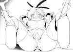  1girl anus ass breasts cervix cum cum_in_pussy eyebrows karasu_chan looking_at_viewer medium_breasts monochrome navel nipples nude pussy simple_background spread_legs sweat thick_thighs thighs uncensored 