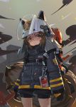  animal_ears arknights bandaid bike_shorts sima_naoteng tail weapon 