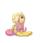  2012 blue_eyes bottomless clothed clothing cutie_mark digital_media_(artwork) equid equine eyelashes feathered_wings feathers female feral fluttershy_(mlp) friendship_is_magic fur hair hoodie hooves long_hair looking_at_viewer mammal my_little_pony pink_hair pterippus siansaar simple_background sitting smile solo three-quarter_view white_background wings yellow_body yellow_feathers yellow_fur 