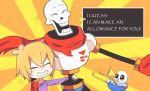  ambiguous_gender bone clothed clothing digital_media_(artwork) english_text eyes_closed group hair hi_res human humanoid male mammal miru_(artist) monster not_furry open_mouth papyrus_(undertale) protagonist_(undertale) sans_(undertale) simple_background skeleton smile standing tears text undead underground undertale video_games 