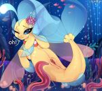  2019 absurd_res blush clitoris dialogue female fish hi_res kuroran looking_at_viewer marine my_little_pony my_little_pony_the_movie princess_skystar_(mlp) pussy seahorse syngnathid syngnathiform text 