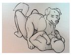  bestiality canid canine canis domestic_dog drawing feral hi_res human human_on_feral interspecies lying male mammal no_colors no_shading nude sketch thathornycat 